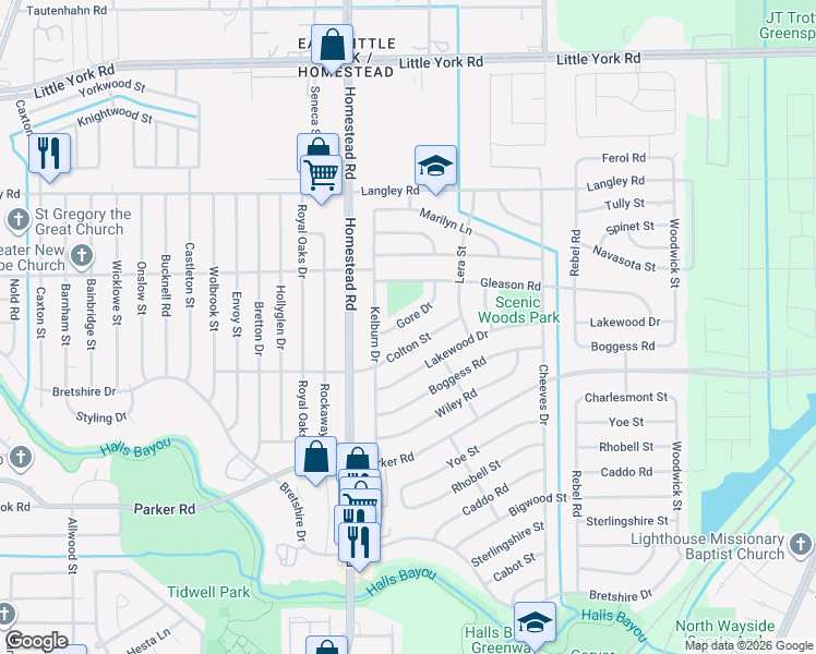 map of restaurants, bars, coffee shops, grocery stores, and more near 7239 Colton Street in Houston