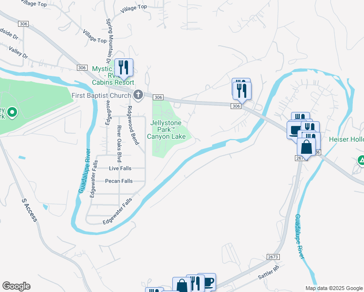 map of restaurants, bars, coffee shops, grocery stores, and more near 476 Maricopa Drive in Canyon Lake