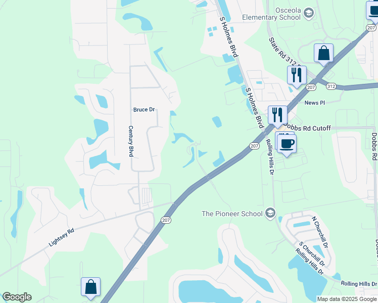 map of restaurants, bars, coffee shops, grocery stores, and more near 165 Silver Lane in St. Augustine