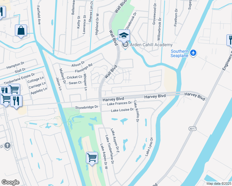map of restaurants, bars, coffee shops, grocery stores, and more near 1244 Wyndham South in Gretna