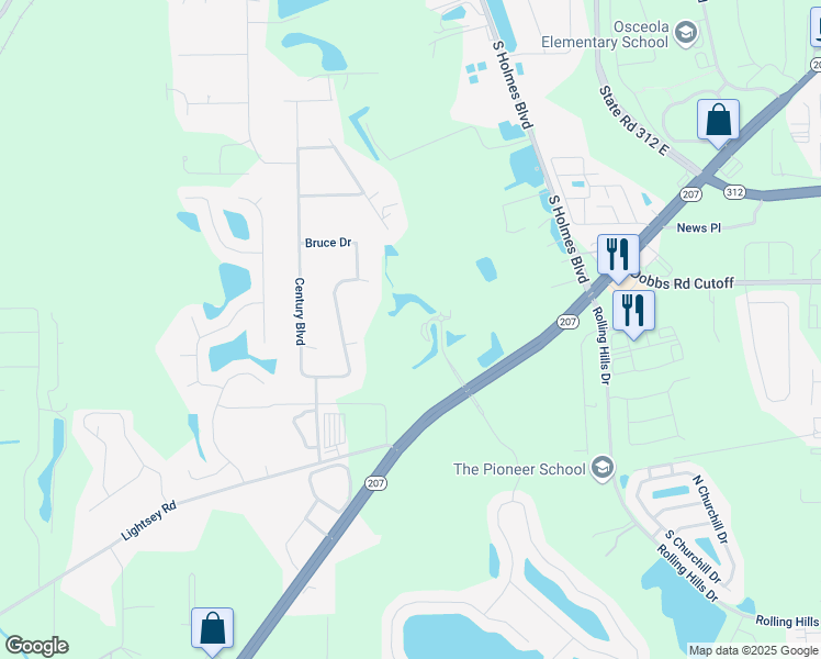 map of restaurants, bars, coffee shops, grocery stores, and more near 165 Silver Lane in St. Augustine