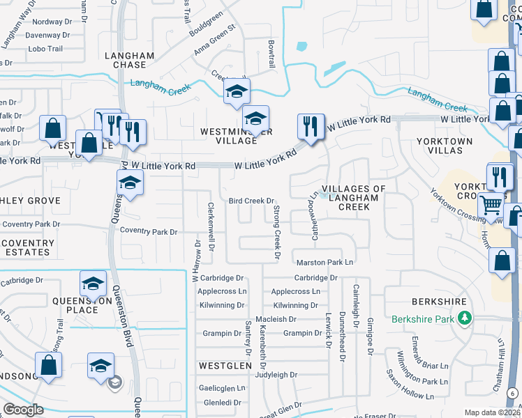 map of restaurants, bars, coffee shops, grocery stores, and more near 5806 Beeston Lane in Houston