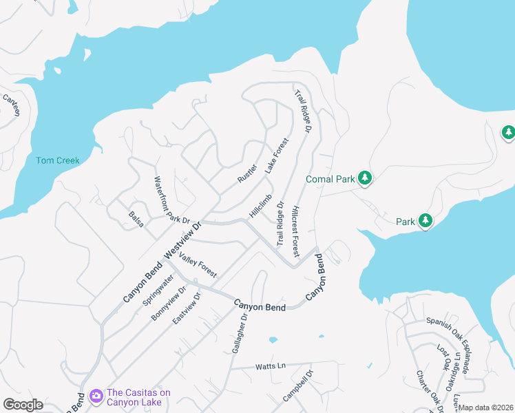 map of restaurants, bars, coffee shops, grocery stores, and more near 142 Forest Mist in Canyon Lake