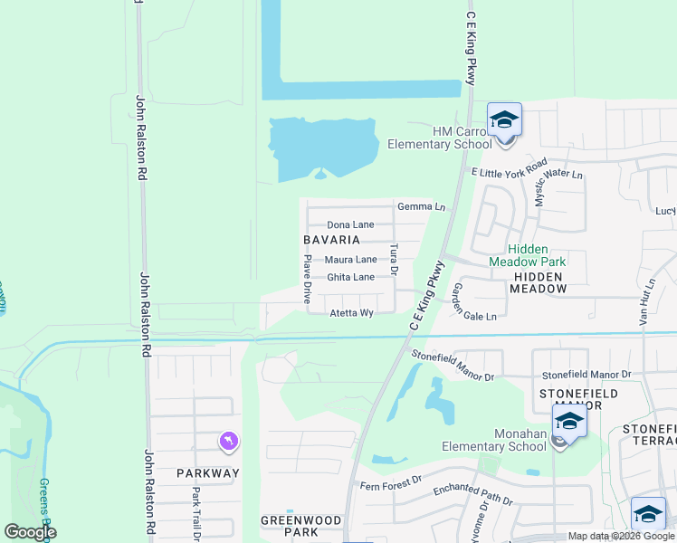 map of restaurants, bars, coffee shops, grocery stores, and more near 12303 Maura Lane in Houston