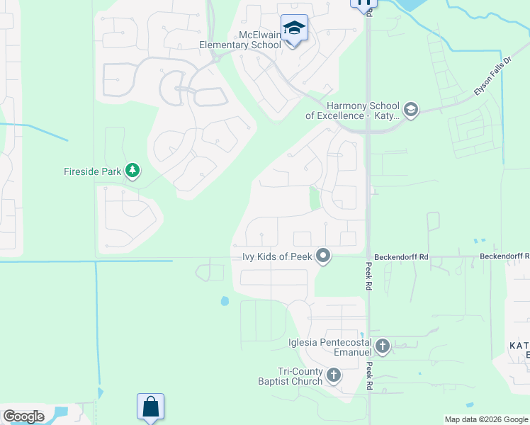 map of restaurants, bars, coffee shops, grocery stores, and more near 23327 Archdale Meadow Lane in Katy