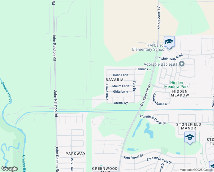 map of restaurants, bars, coffee shops, grocery stores, and more near 9718 Piave Drive in Houston