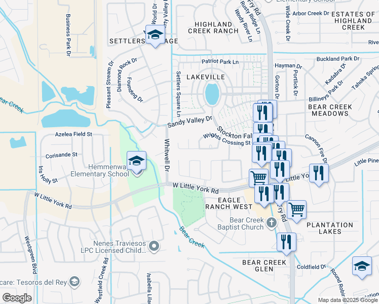map of restaurants, bars, coffee shops, grocery stores, and more near 20311 Decker Ridge Drive in Katy