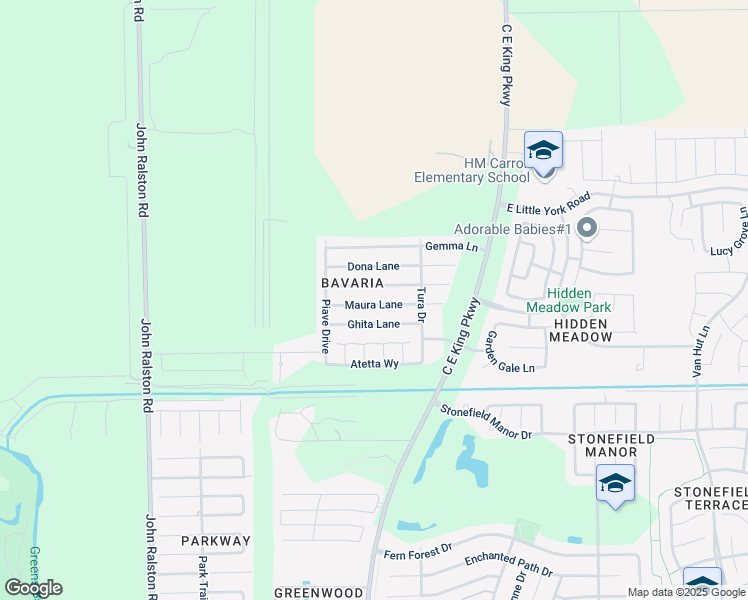 map of restaurants, bars, coffee shops, grocery stores, and more near 12303 Maura Lane in Houston