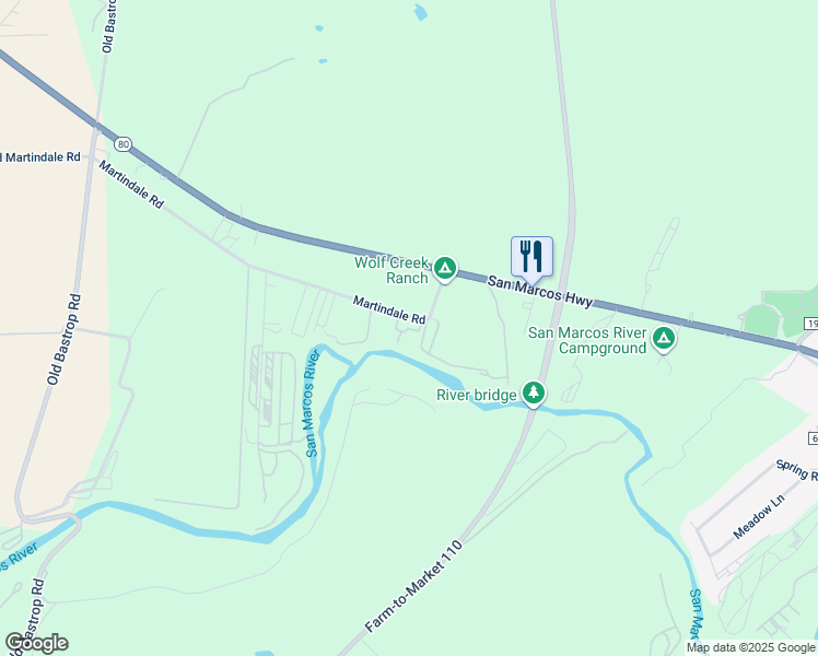 map of restaurants, bars, coffee shops, grocery stores, and more near Chickadee Circle in San Marcos