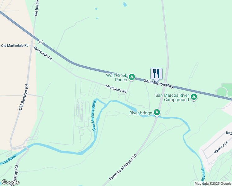 map of restaurants, bars, coffee shops, grocery stores, and more near Chickadee Circle in San Marcos