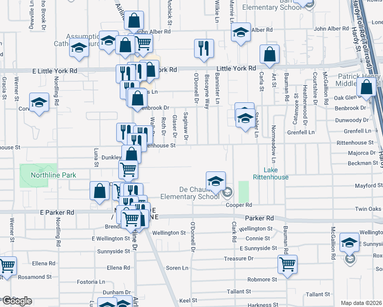 map of restaurants, bars, coffee shops, grocery stores, and more near 109 Bucan Street in Houston