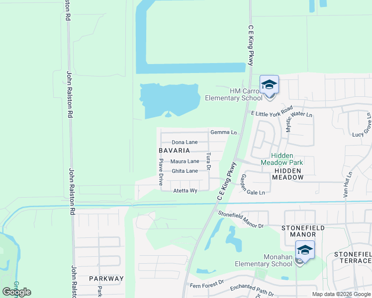 map of restaurants, bars, coffee shops, grocery stores, and more near 12303 Maura Lane in Houston