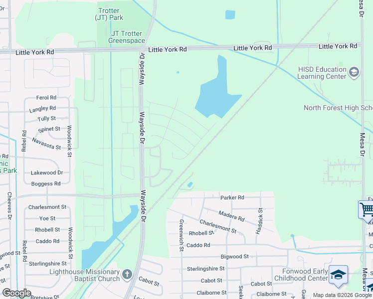 map of restaurants, bars, coffee shops, grocery stores, and more near Blooming Meadow Lane in Houston
