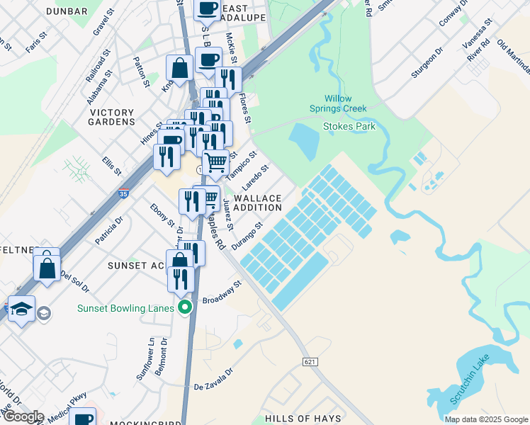 map of restaurants, bars, coffee shops, grocery stores, and more near 224 Durango Street in San Marcos