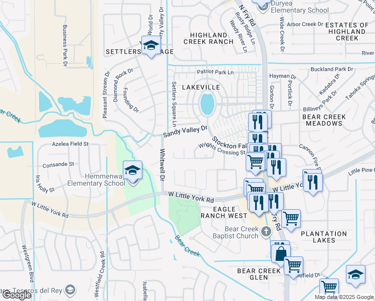 map of restaurants, bars, coffee shops, grocery stores, and more near 6027 Minard Drive in Katy