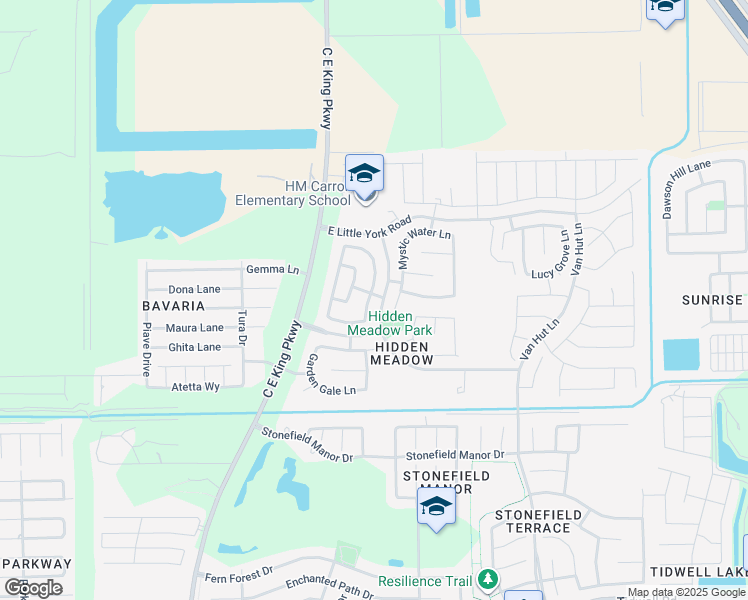 map of restaurants, bars, coffee shops, grocery stores, and more near 10011 Myrtle Field Lane in Houston