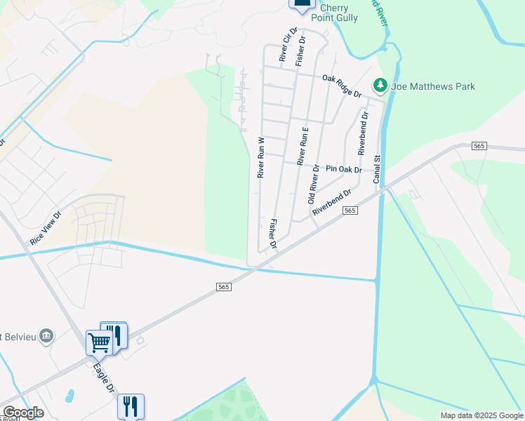 map of restaurants, bars, coffee shops, grocery stores, and more near 12207 Fisher Drive in Baytown