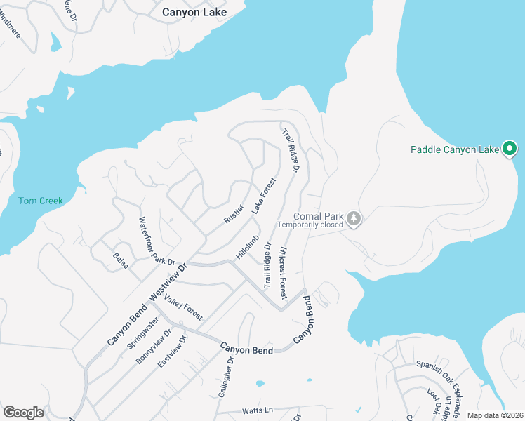 map of restaurants, bars, coffee shops, grocery stores, and more near 433 Lake Forest in Canyon Lake