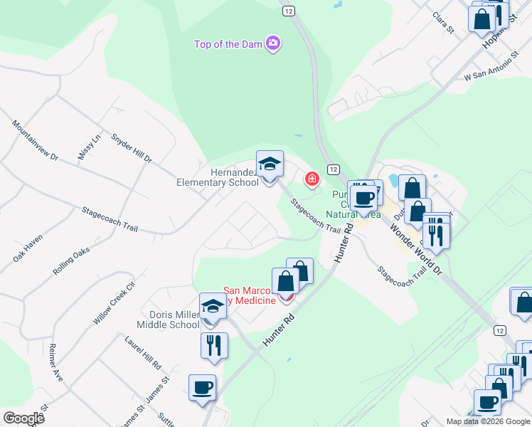 map of restaurants, bars, coffee shops, grocery stores, and more near 306 Sageleaf Willow in San Marcos