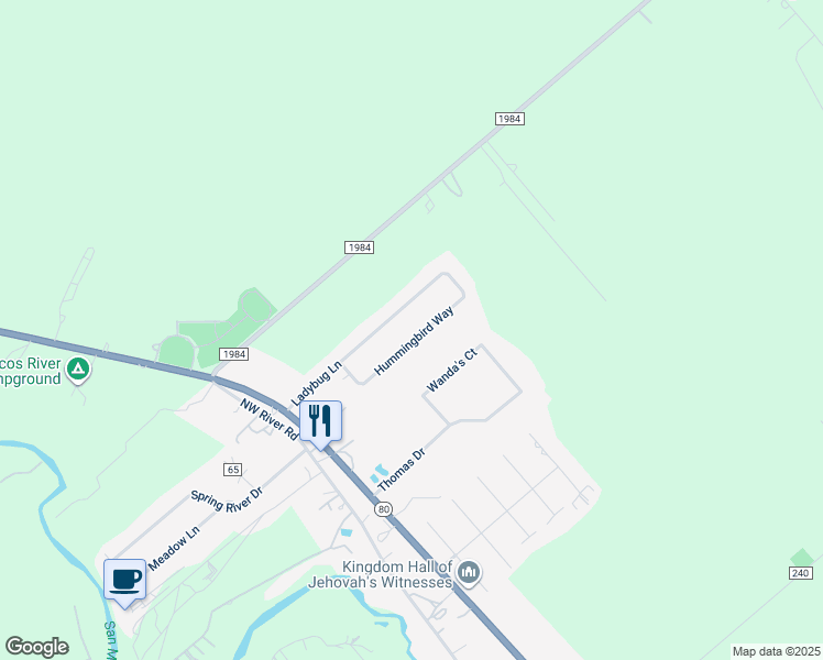 map of restaurants, bars, coffee shops, grocery stores, and more near 250 Ladybug Lane in Martindale