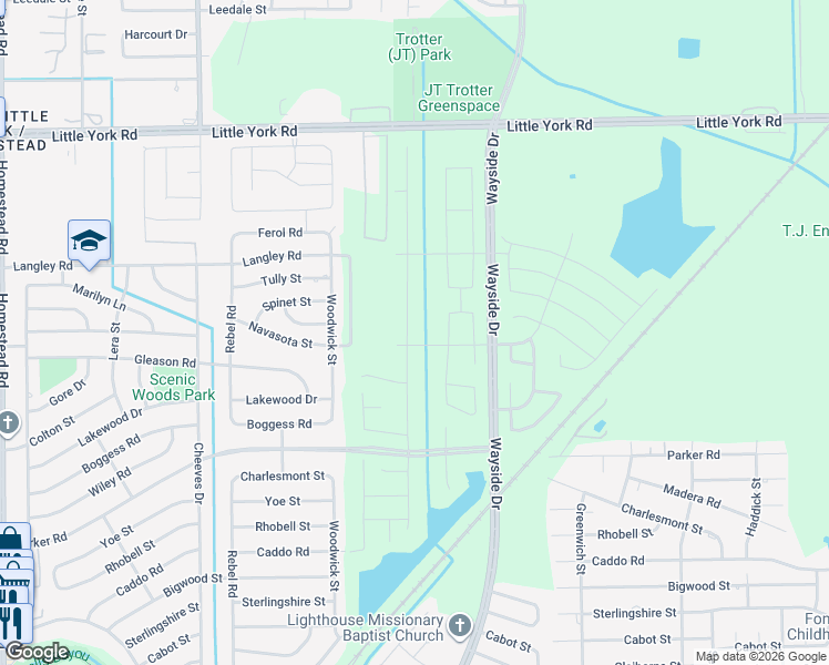 map of restaurants, bars, coffee shops, grocery stores, and more near 10550 J L Reaux Street in Houston