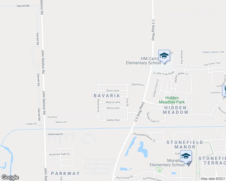 map of restaurants, bars, coffee shops, grocery stores, and more near 12303 Dona Lane in Houston