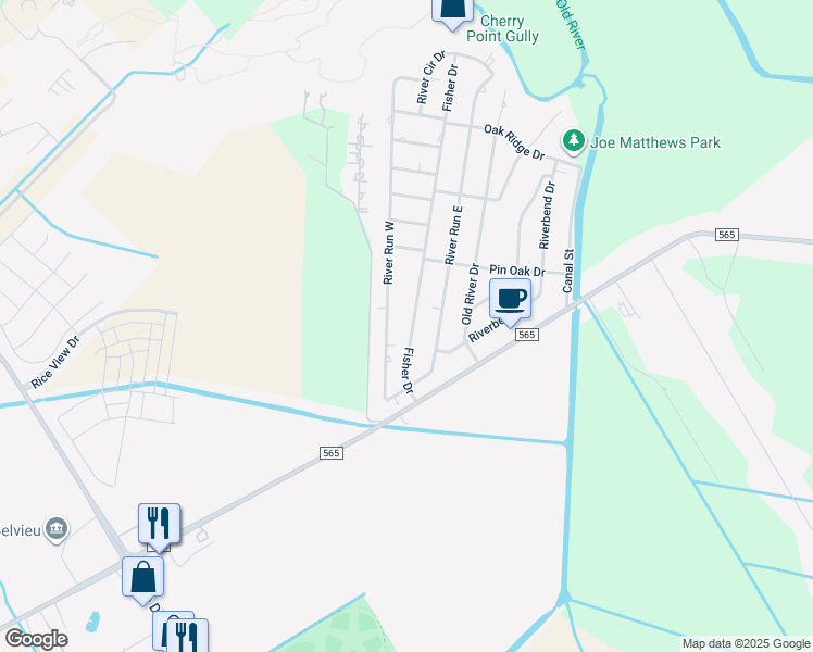 map of restaurants, bars, coffee shops, grocery stores, and more near 12207 Fisher Drive in Baytown
