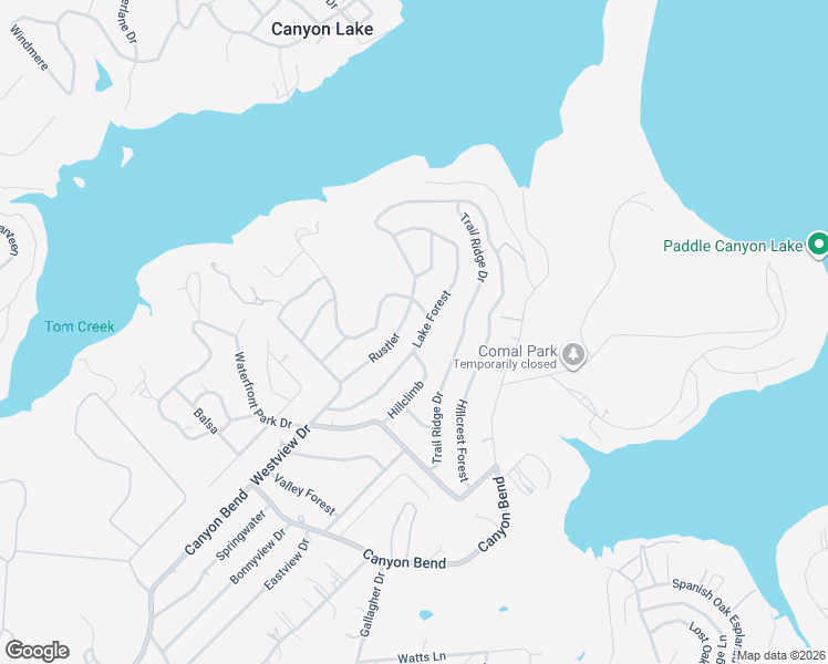 map of restaurants, bars, coffee shops, grocery stores, and more near 433 Lake Forest in Canyon Lake