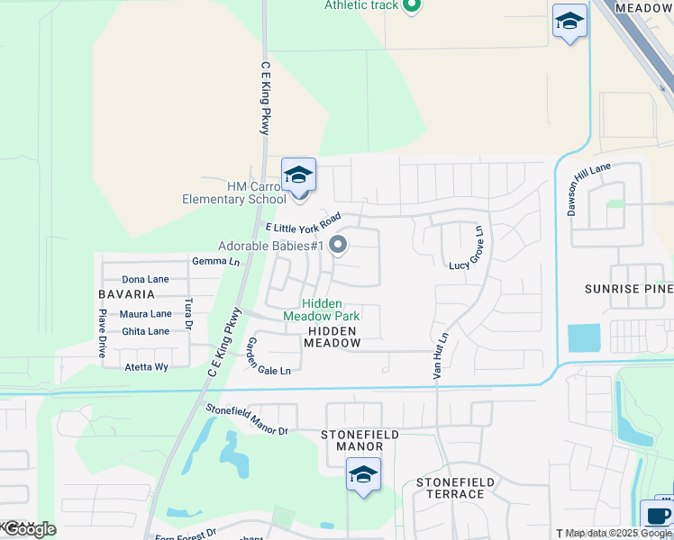 map of restaurants, bars, coffee shops, grocery stores, and more near 12702 Blue Timbers Court in Houston