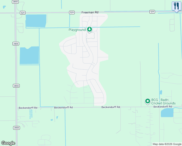 map of restaurants, bars, coffee shops, grocery stores, and more near 2140 Mule Ridge Drive in Katy