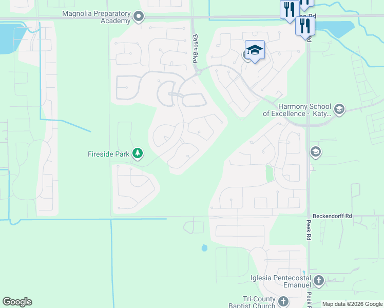 map of restaurants, bars, coffee shops, grocery stores, and more near 6439 Hedge Sparrow Lane in Katy