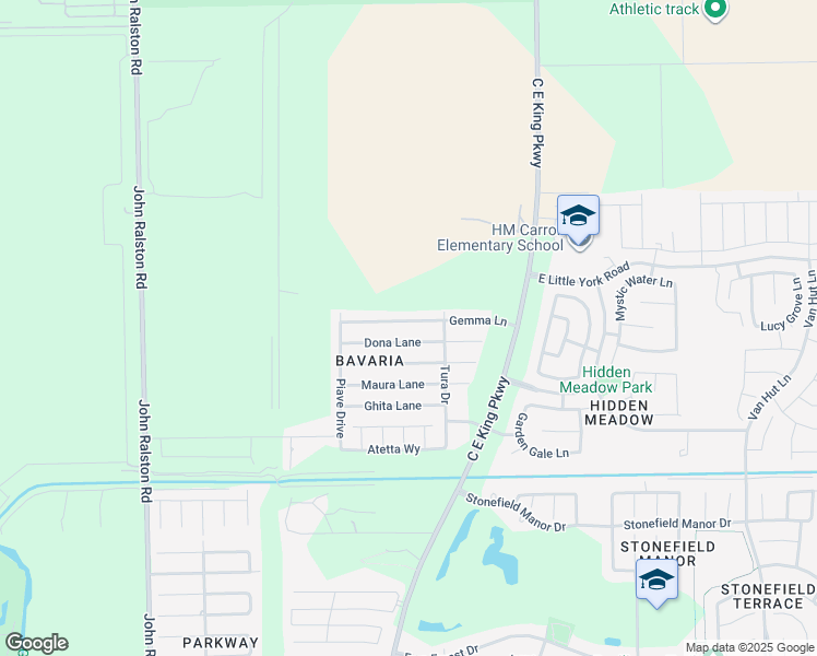 map of restaurants, bars, coffee shops, grocery stores, and more near 12303 Dona Lane in Houston