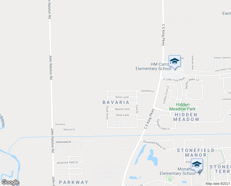 map of restaurants, bars, coffee shops, grocery stores, and more near 12234 Gemma Lane in Houston