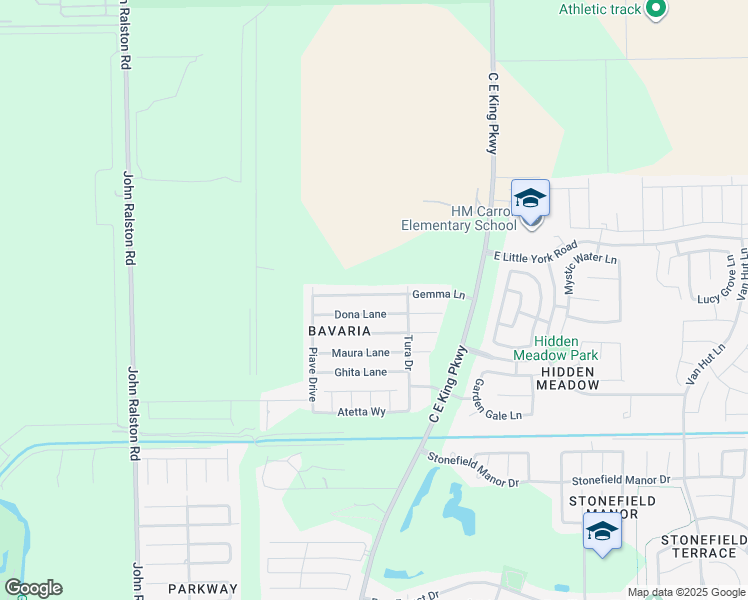 map of restaurants, bars, coffee shops, grocery stores, and more near 12303 Dona Lane in Houston