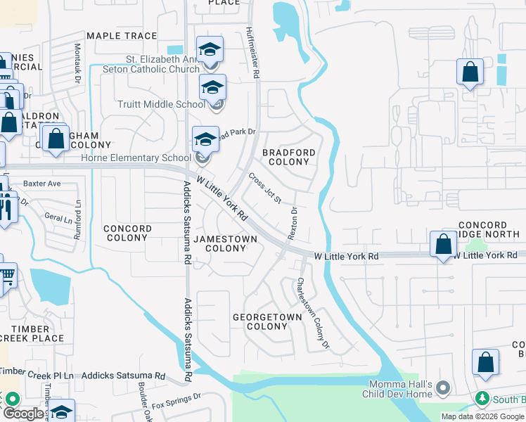 map of restaurants, bars, coffee shops, grocery stores, and more near 6306 Briar Cross Court in Houston