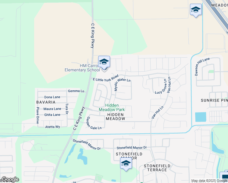map of restaurants, bars, coffee shops, grocery stores, and more near 12702 Blue Timbers Court in Houston