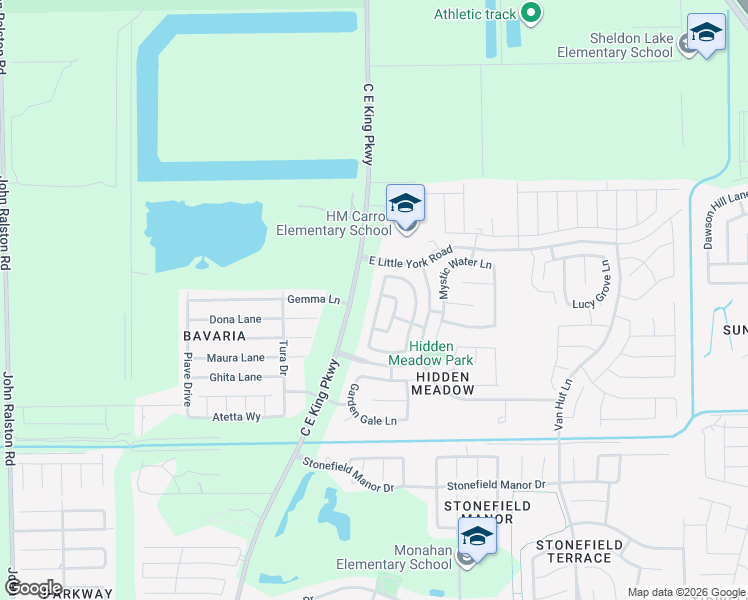 map of restaurants, bars, coffee shops, grocery stores, and more near 10011 Cobbs Cove Lane in Houston