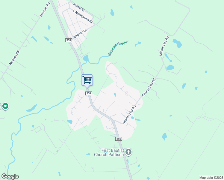 map of restaurants, bars, coffee shops, grocery stores, and more near 6523 Micklitz Road in Brookshire