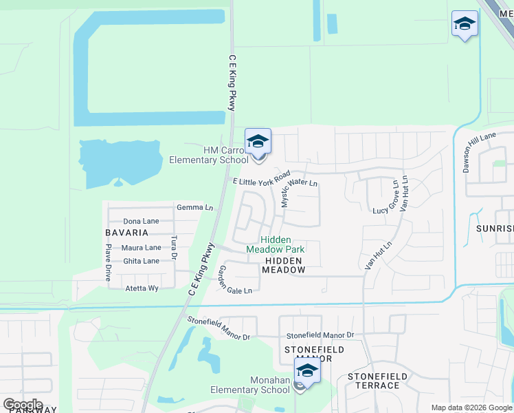 map of restaurants, bars, coffee shops, grocery stores, and more near 10011 Myrtle Field Lane in Houston