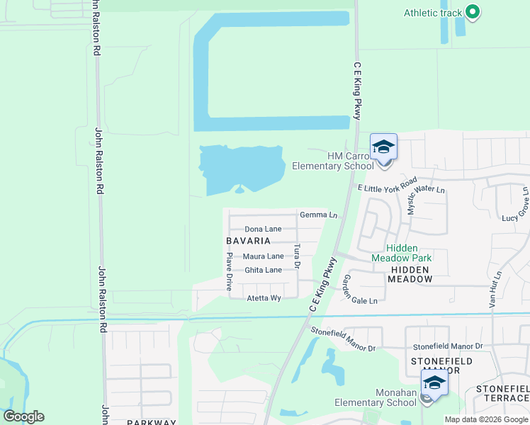 map of restaurants, bars, coffee shops, grocery stores, and more near 12303 Dona Lane in Houston
