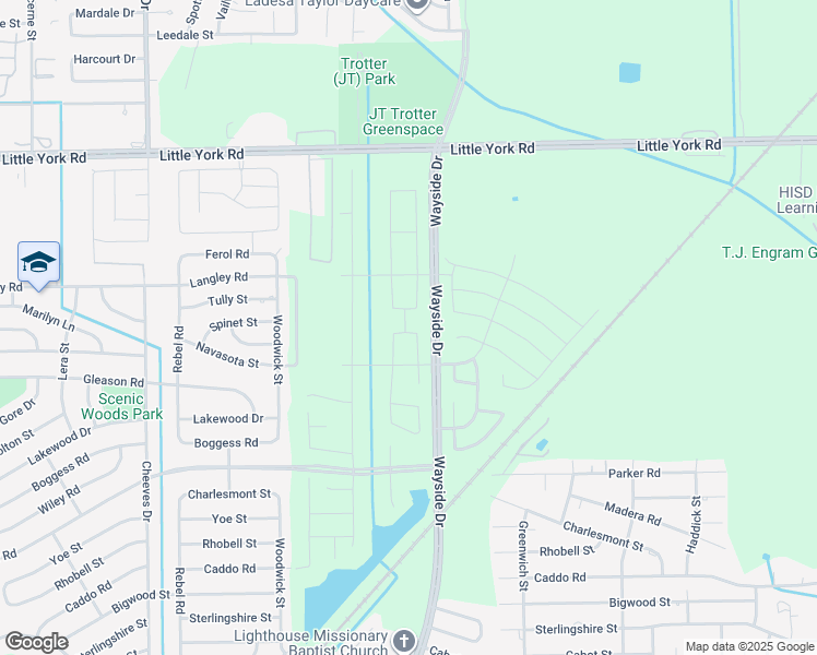 map of restaurants, bars, coffee shops, grocery stores, and more near North Wayside Drive in Houston