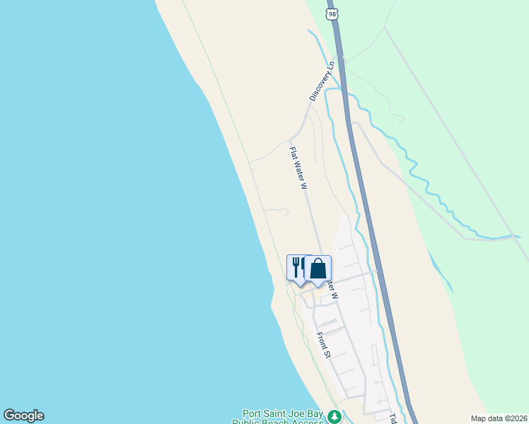 map of restaurants, bars, coffee shops, grocery stores, and more near 205 Watermark Way in Port St. Joe
