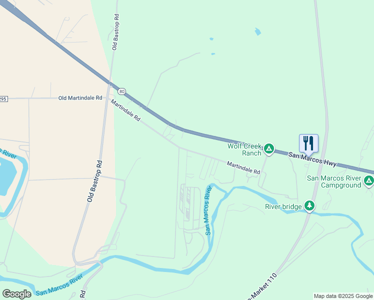 map of restaurants, bars, coffee shops, grocery stores, and more near 42 Pecan Park Drive in San Marcos