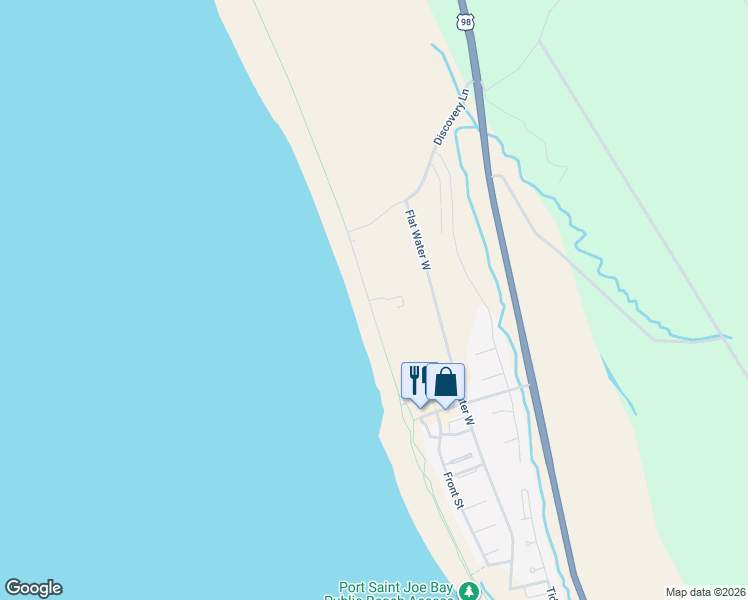 map of restaurants, bars, coffee shops, grocery stores, and more near 120 Beach Street in Port St. Joe