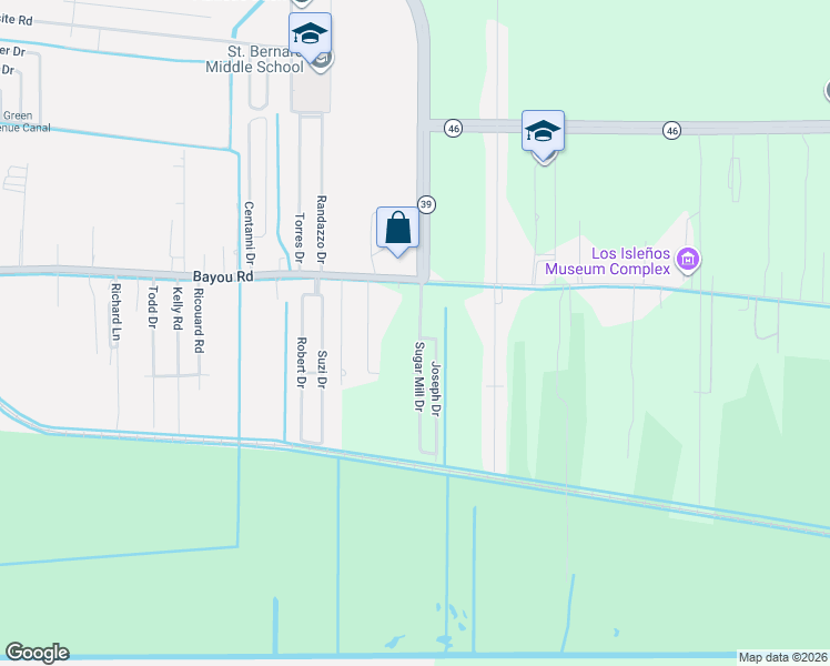 map of restaurants, bars, coffee shops, grocery stores, and more near 1964 Sugar Mill Drive in Saint Bernard