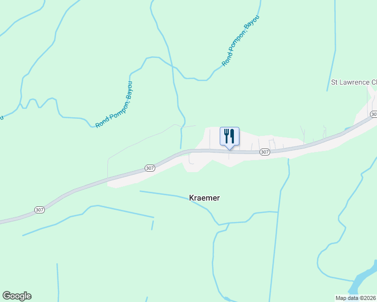 map of restaurants, bars, coffee shops, grocery stores, and more near 3137 Louisiana 307 in Thibodaux