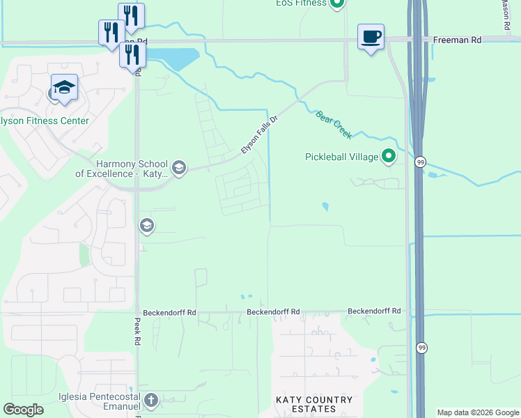 map of restaurants, bars, coffee shops, grocery stores, and more near 6425 Stockdick School Road in Katy