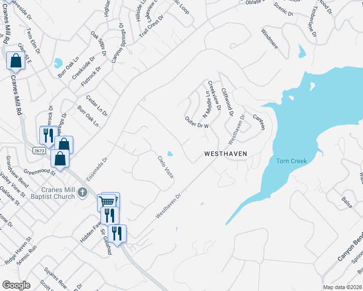 map of restaurants, bars, coffee shops, grocery stores, and more near 106 Terra Vista Ct in Canyon Lake