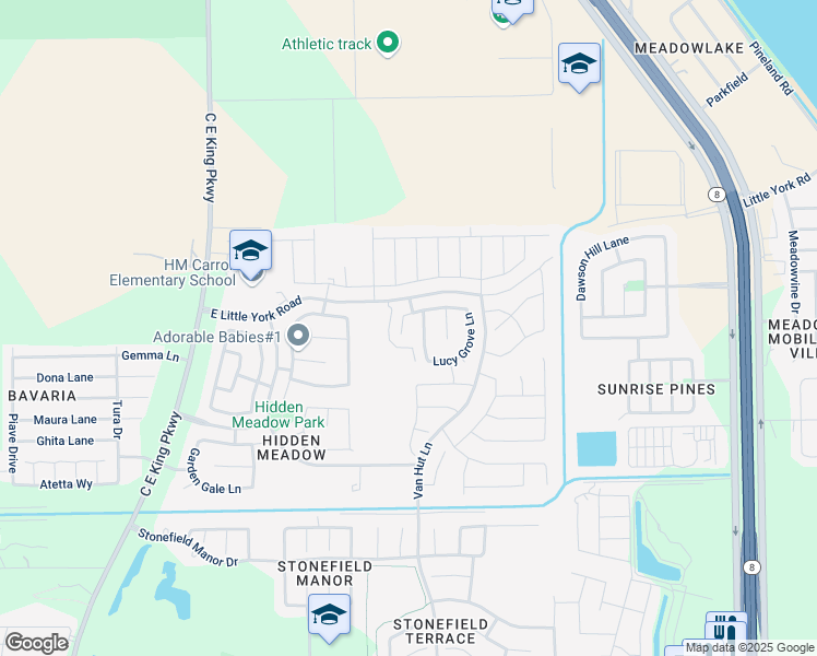 map of restaurants, bars, coffee shops, grocery stores, and more near 10118 MARIPOSA GREEN CT in Houston