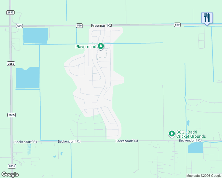 map of restaurants, bars, coffee shops, grocery stores, and more near 2091 Mule Ridge Drive in Katy